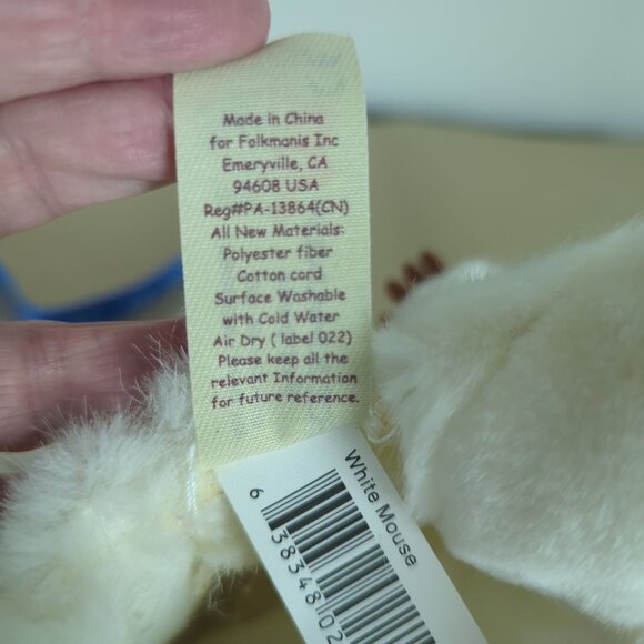 Folkmanis White Mouse Hand Puppet Plush Toy Soft Plush Rat 7" Full body Soft - Picture 13 of 14